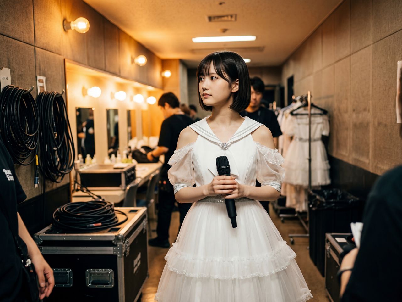 ミニライブの舞台裏での白石紬