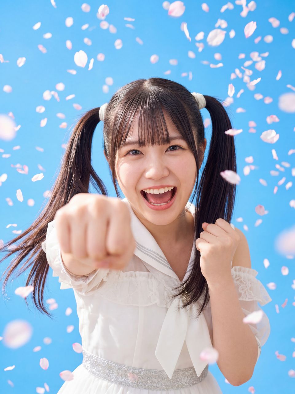 ガッツポーズで応援する葉月柚子