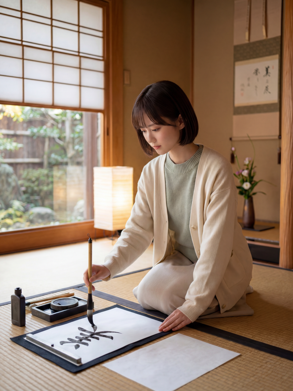 書道に打ち込む白石紬