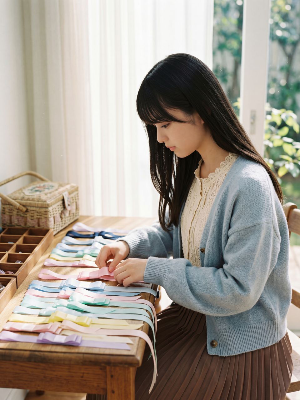 リボンを整理する姫宮桃