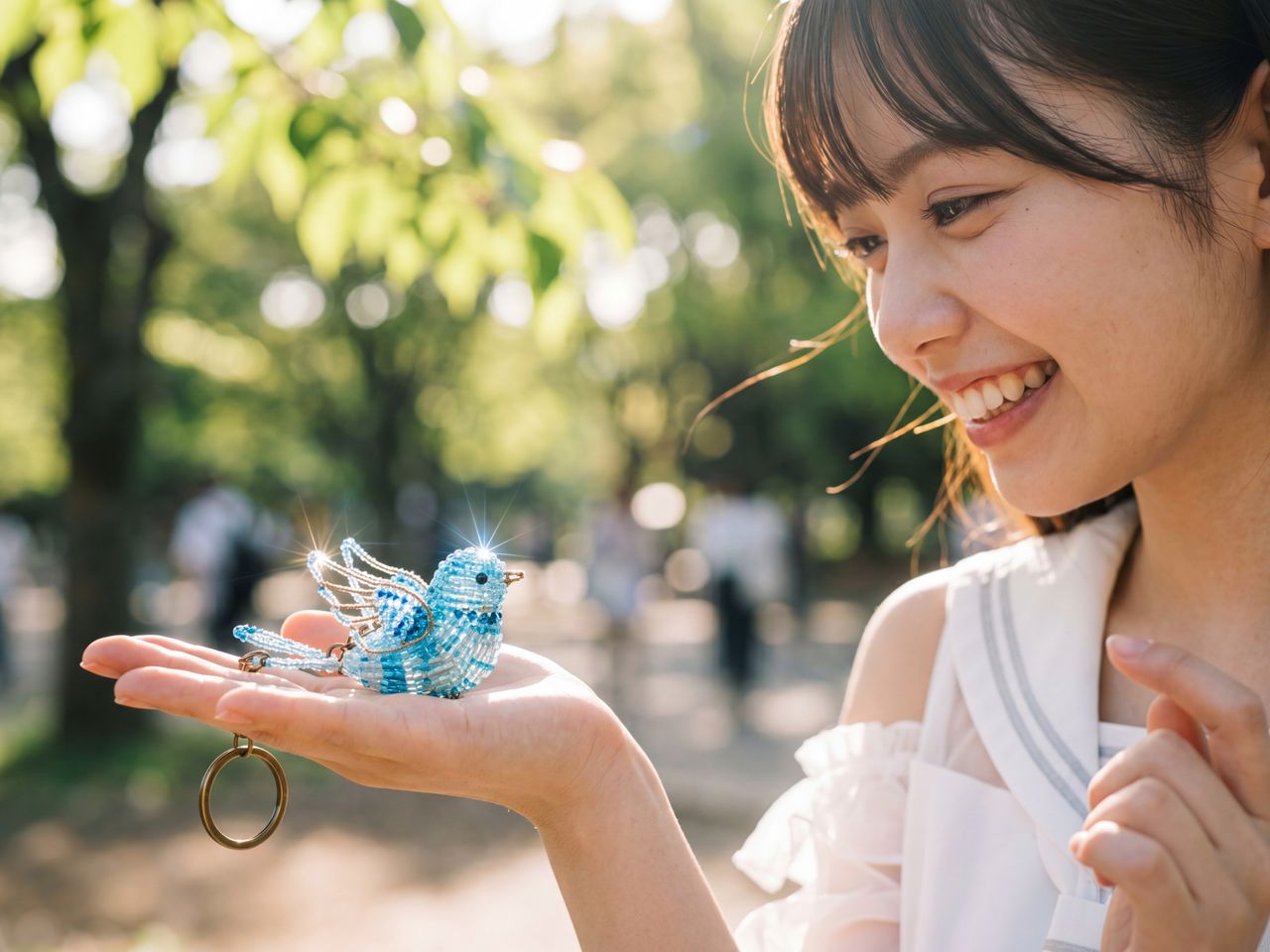 小鳥のビーズチャーム