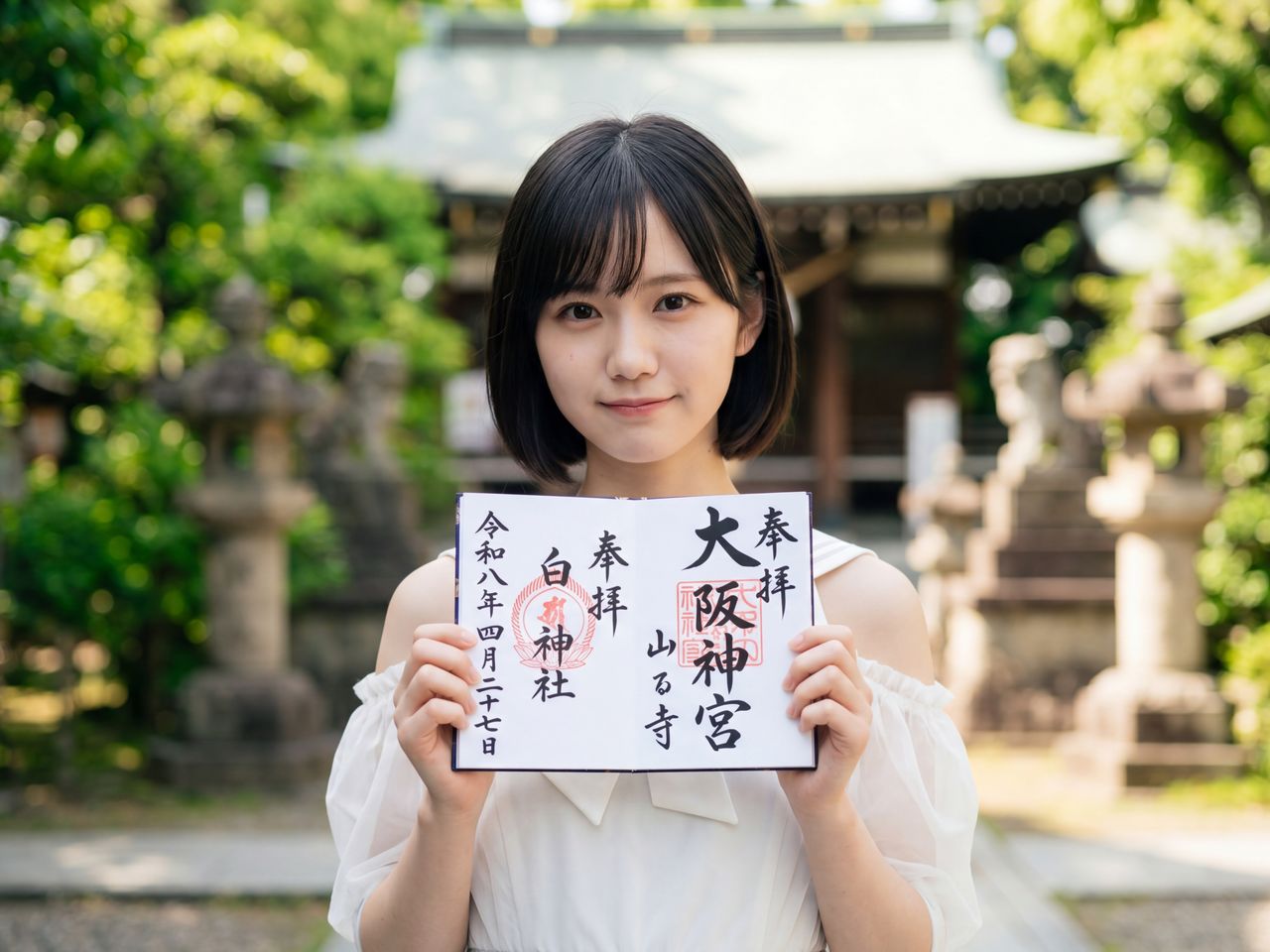 御朱印を大切に持つ紬