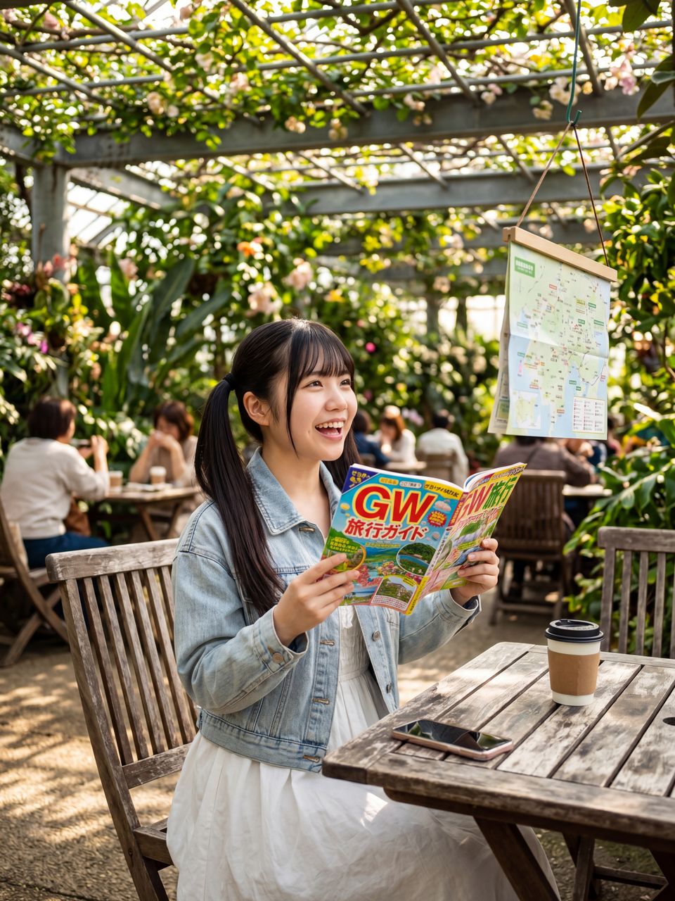 カフェでGWの計画中