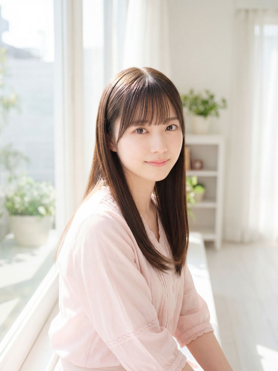 窓際でのポートレート