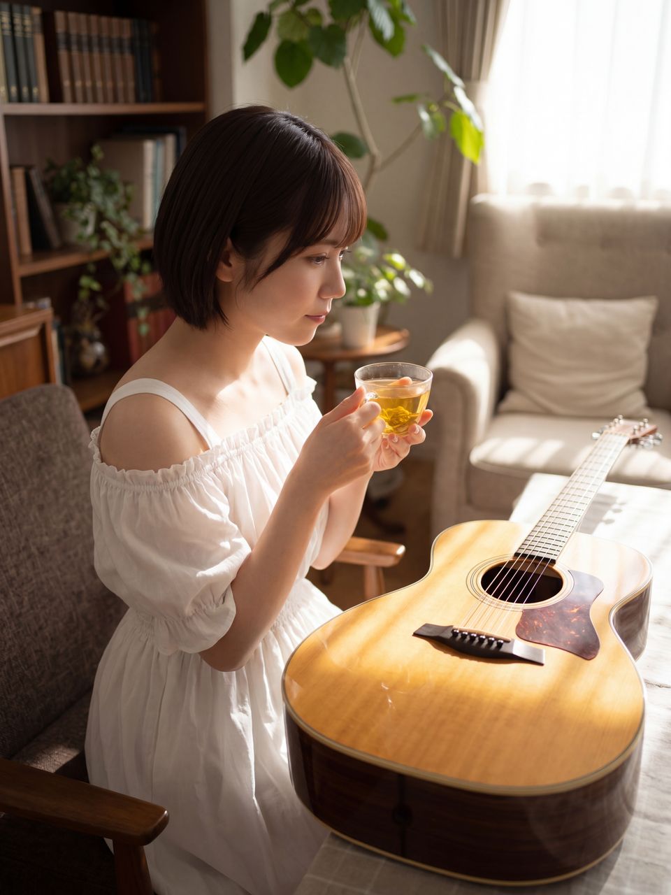 ティータイムとアコースティックギター