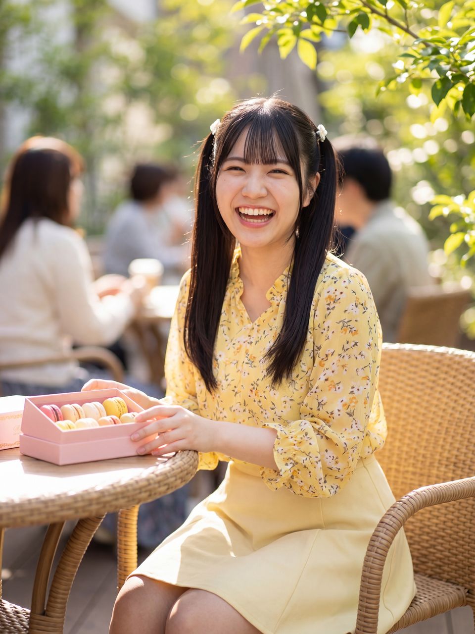 マカロンと一緒に笑顔の柚子