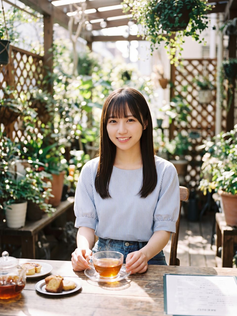 お気に入りのカフェで紅茶を楽しむ橘ひかり