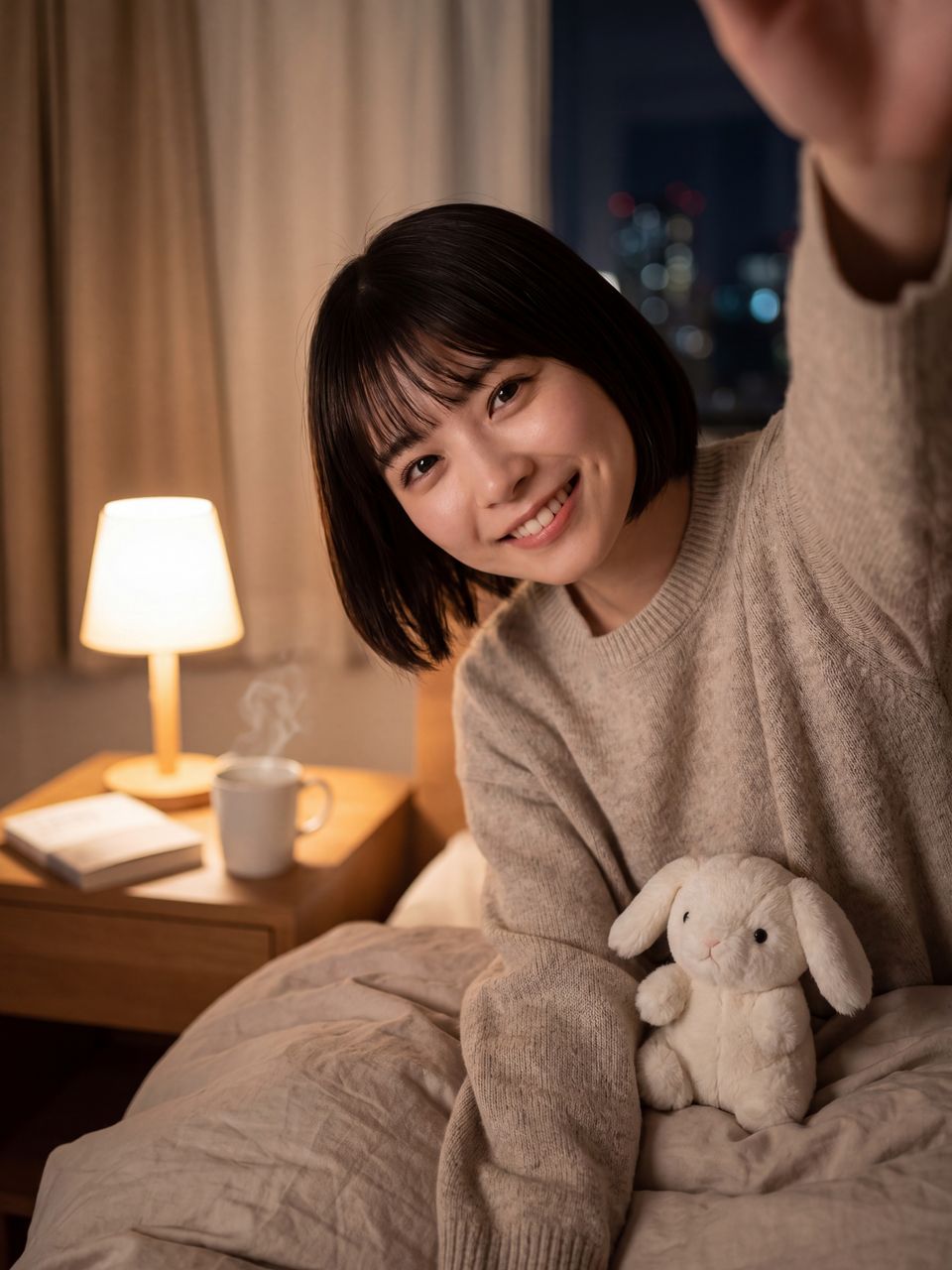 本とコーヒーと美月の自撮り