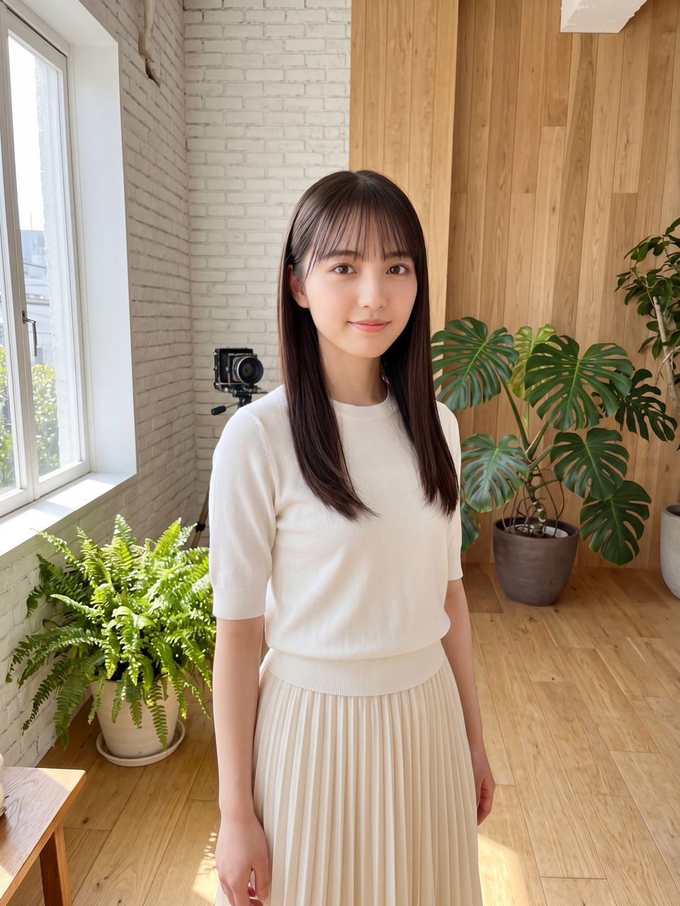 撮影スタジオでの如月玲奈