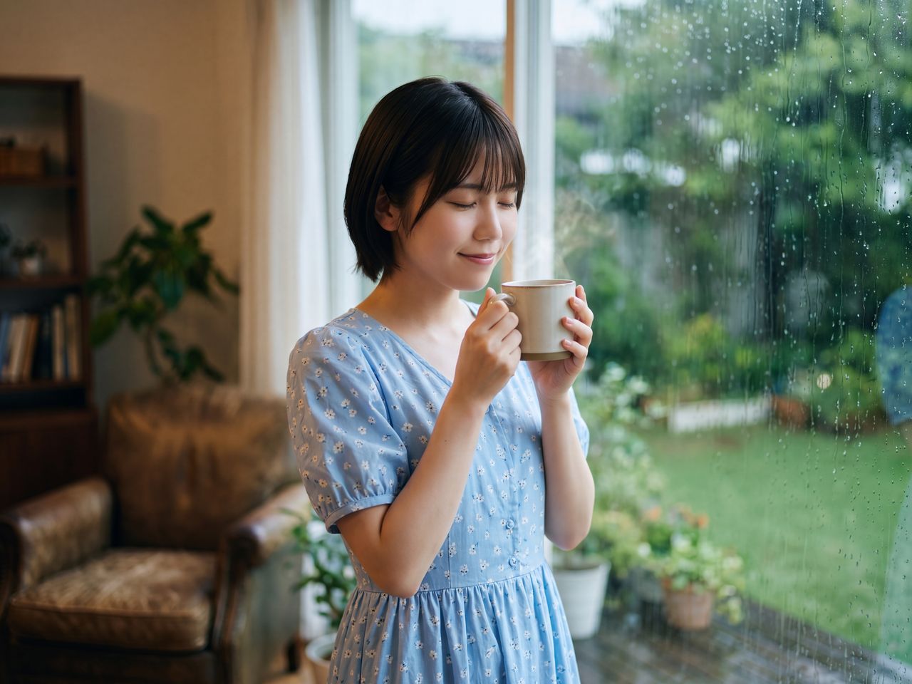 ハーブティーを飲むかなで