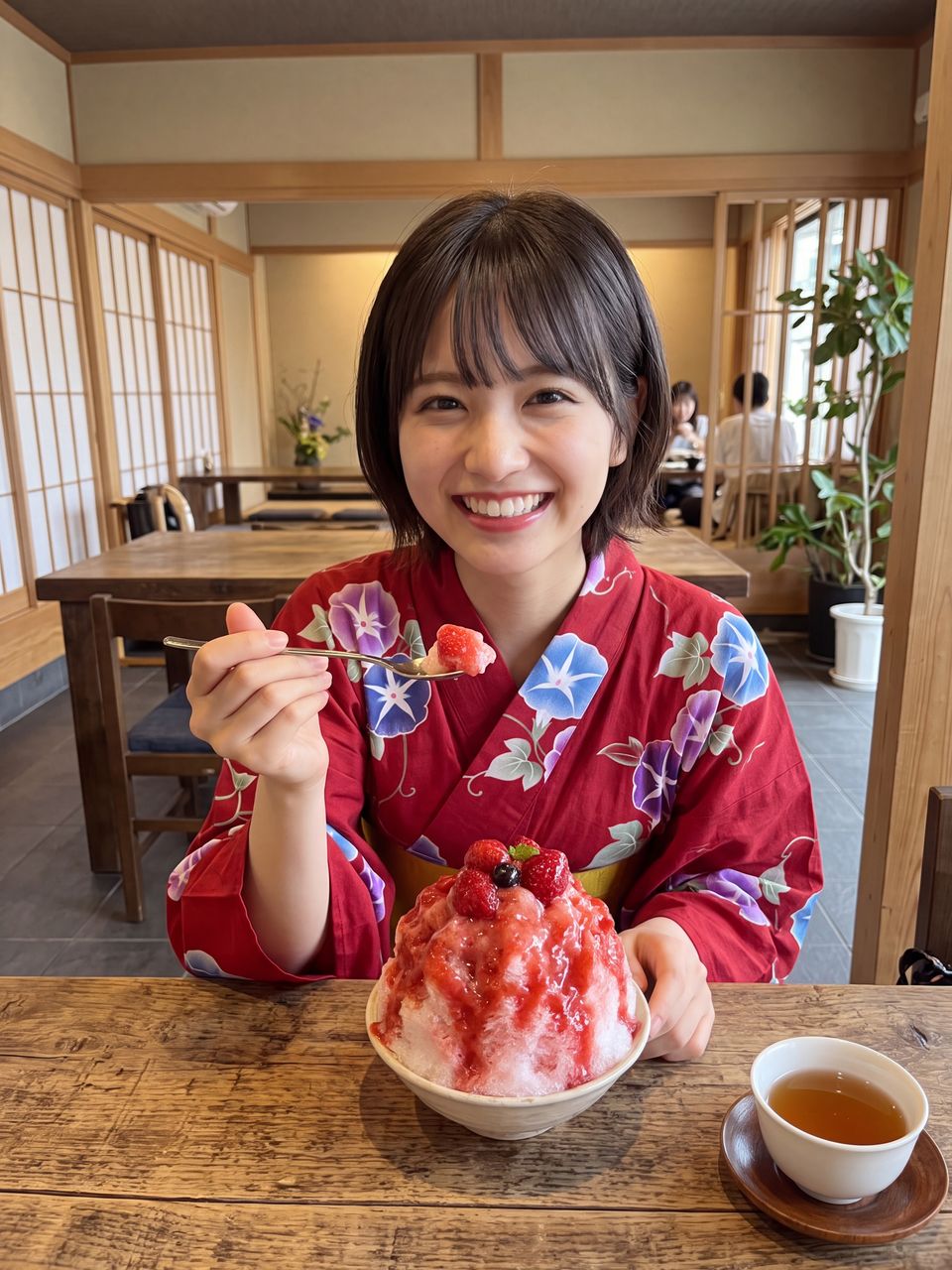 かき氷を食べる神楽坂舞