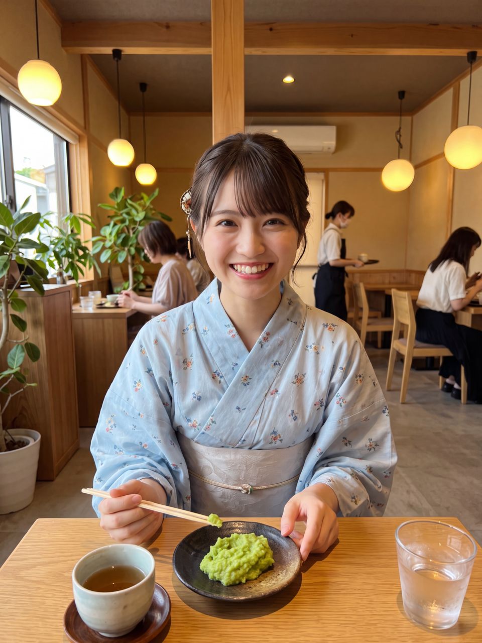 ずんだ餅を前にした蒼井瑠璃